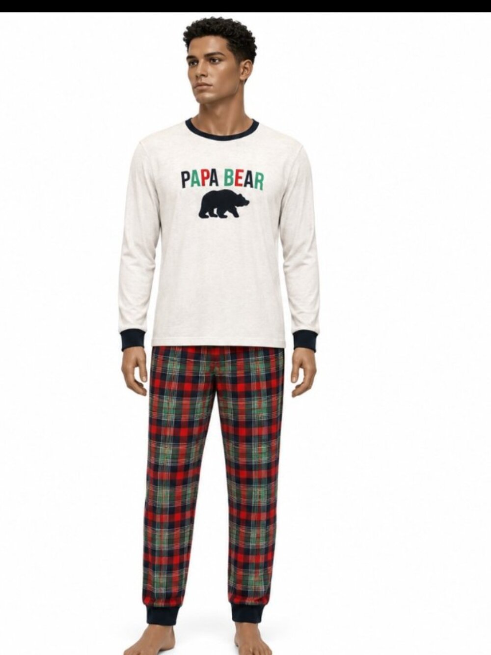 Dearfoarms Cozy Comfort Men's PaPa Bear 2 Piece Plaid Pajama Set Size Large